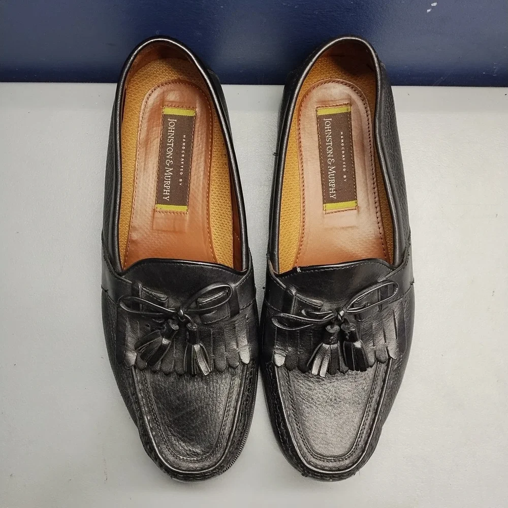 Johnston & Murphy Aragon II Loafers Mens Size‎ 10.5 Black Kiltie Tassel Slip On